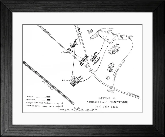 Framed Print : Plan of the Battle of Bithoor, c1891. Creator: James Grant Framed Print : Plan of the Battle of Bithoor, c1891. Creator: James Grant