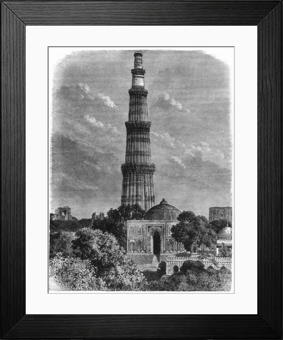 Framed Print : View of the Tower of Koutub, in the Plain of Delhi, c1891. Creator: James Grant Framed Print : View of the Tower of Koutub, in the Plain of Delhi, c1891. Creator: James Grant