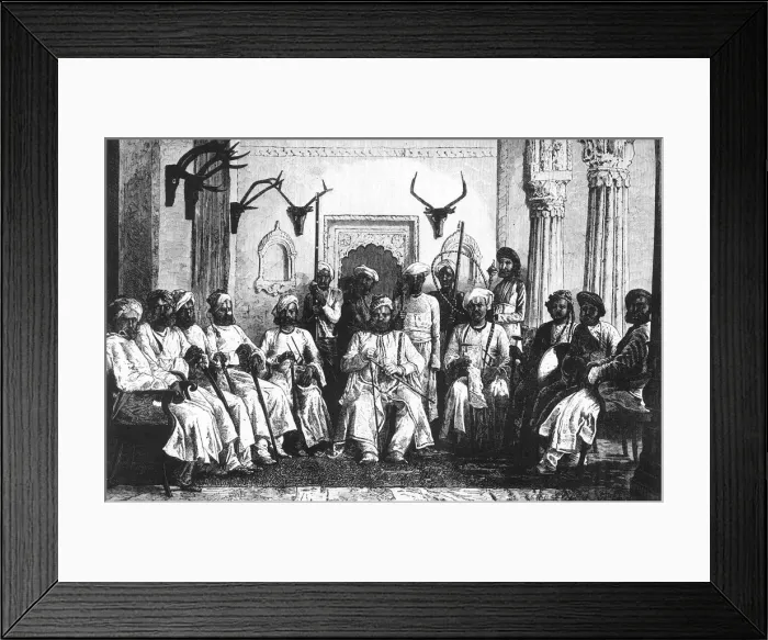 Framed Print : The Maharajah of Rewah and Court, c1891. Creator: James Grant Framed Print : The Maharajah of Rewah and Court, c1891. Creator: James Grant