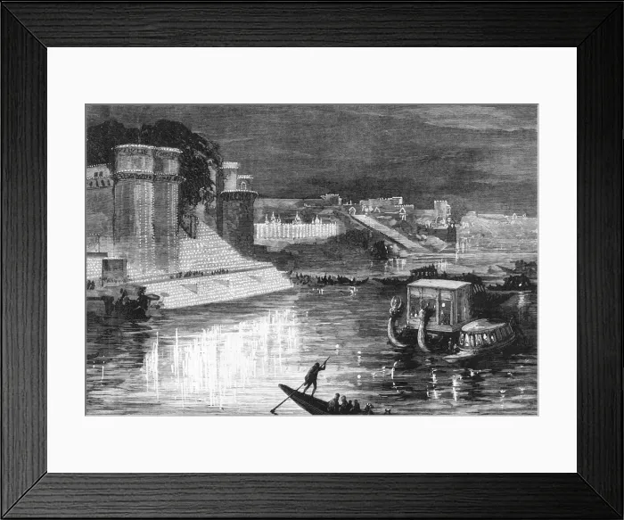 Framed Print : Illuminations at Benares in Honour of the Prince of Wales, c1891. Creator: James Grant Framed Print : Illuminations at Benares in Honour of the Prince of Wales, c1891. Creator: James Grant