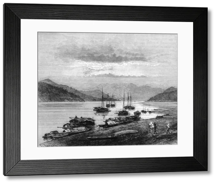 Framed Print : River-View in China, c1891. Creator: James Grant Framed Print : River-View in China, c1891. Creator: James Grant