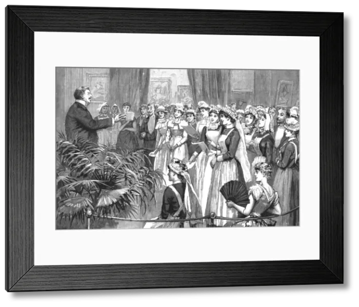 Framed Print : Conversazione of the British Nurses Association at the Grosvenor Gallery, Bond Street; Mr. Corney Creator: Unknown Framed Print : Conversazione of the British Nurses Association at the Grosvenor Gallery, Bond Street; Mr. Corney Creator: Unknown