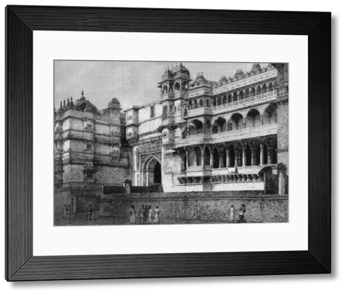 Framed Print : View of the Court of the Palace of Oodeypore, c1891. Creator: James Grant Framed Print : View of the Court of the Palace of Oodeypore, c1891. Creator: James Grant