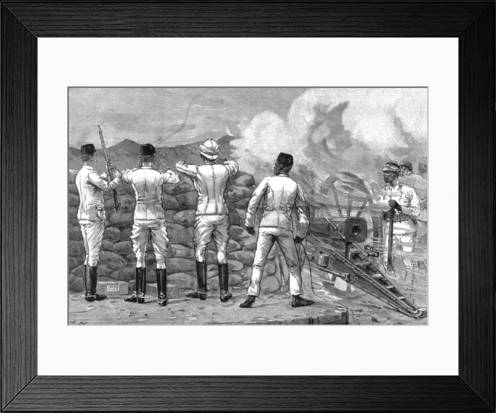 Framed Print : The Siege of Suakin (north eastern Sudan) Fort Gemaizeh in Action; from sketches by the late Mr. R Creator: Richard Wake Framed Print : The Siege of Suakin (north eastern Sudan) Fort Gemaizeh in Action; from sketches by the late Mr. R Creator: Richard Wake