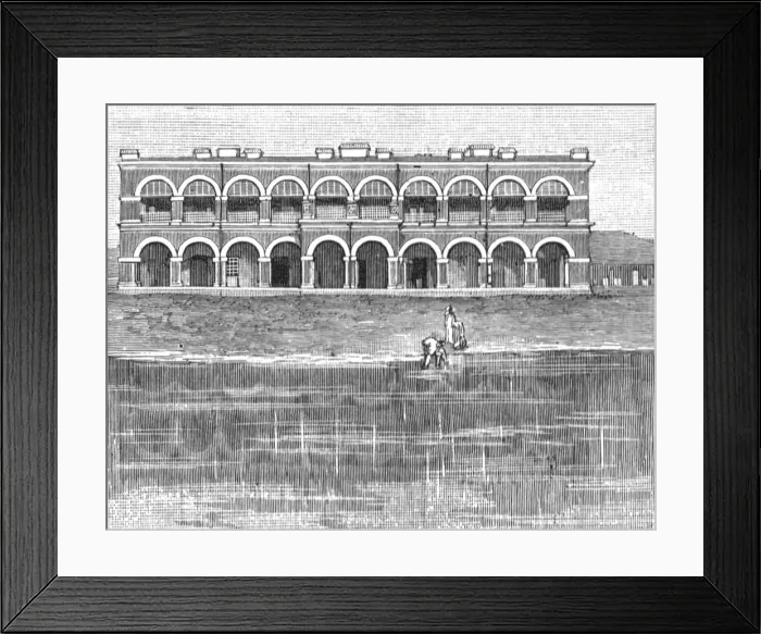 Framed Print : New Hospitals in India; Hospital and Dispensary built by the Maharajah of Dharbunga, 1888. Creator: Unknown Framed Print : New Hospitals in India; Hospital and Dispensary built by the Maharajah of Dharbunga, 1888. Creator: Unknown