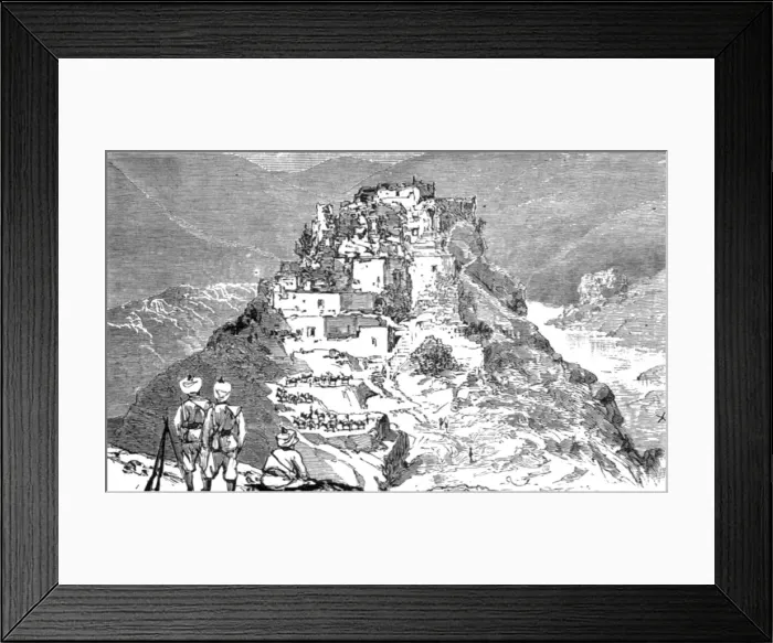 Framed Print : Notes in the Black Mountains and Sikkim Campaign s, Northern India; The Village of Kotkai, looking Creator: Unknown Framed Print : Notes in the Black Mountains and Sikkim Campaign s, Northern India; The Village of Kotkai, looking Creator: Unknown