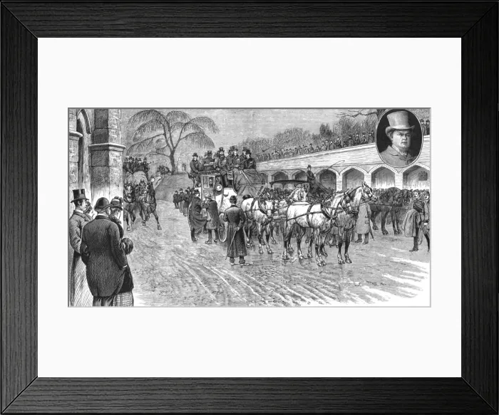 Framed Print : The Funeral of the late James Selby, the celebrated Whip';the coaches at Reigate Cemetery, 1888 Creator: Unknown Framed Print : The Funeral of the late James Selby, the celebrated Whip';the coaches at Reigate Cemetery, 1888 Creator: Unknown