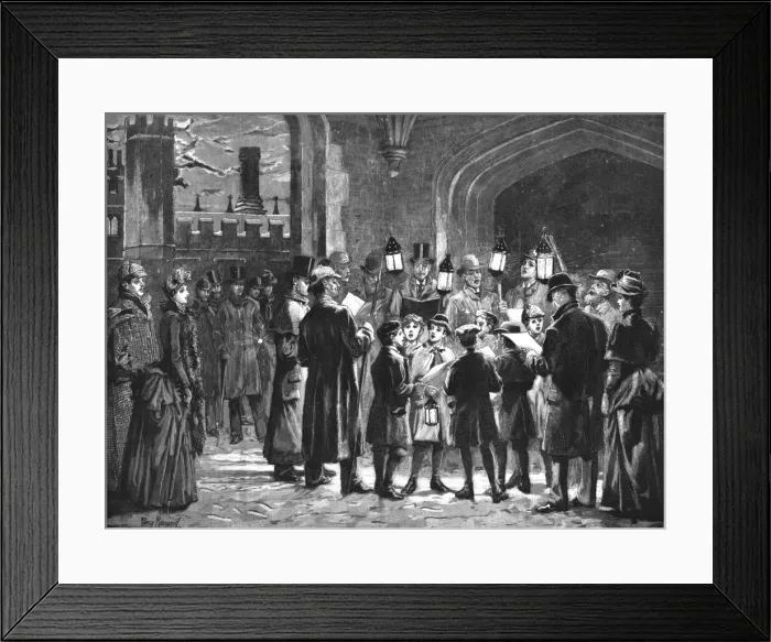 Framed Print : Carol Singing on Christmas Eve at Hampton Court Palace, 1888. Creator: Unknown Framed Print : Carol Singing on Christmas Eve at Hampton Court Palace, 1888. Creator: Unknown
