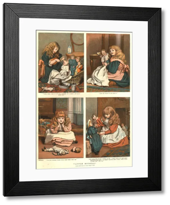 Framed Print : Little Mothers; After Miss Emily Lees, 1888. Creator: Unknown Framed Print : Little Mothers; After Miss Emily Lees, 1888. Creator: Unknown