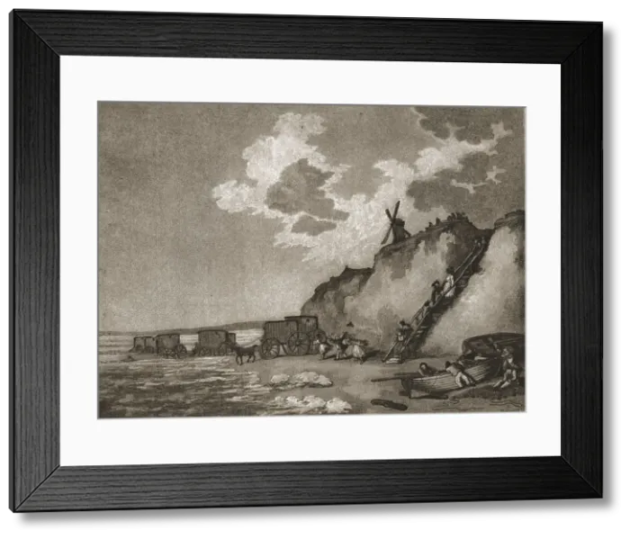 Framed Print : A Trip to Brighton a Hundred Years Ago; Brighthelmstone--The Bathing Place with Smoakers Machines Creator: Unknown Framed Print : A Trip to Brighton a Hundred Years Ago; Brighthelmstone--The Bathing Place with Smoakers Machines Creator: Unknown