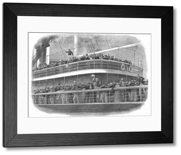 Framed Print : Good-bye! A P&O Ship leaving for Australia, 1890. Creator: Unknown Framed Print : Good-bye! A P&O Ship leaving for Australia, 1890. Creator: Unknown