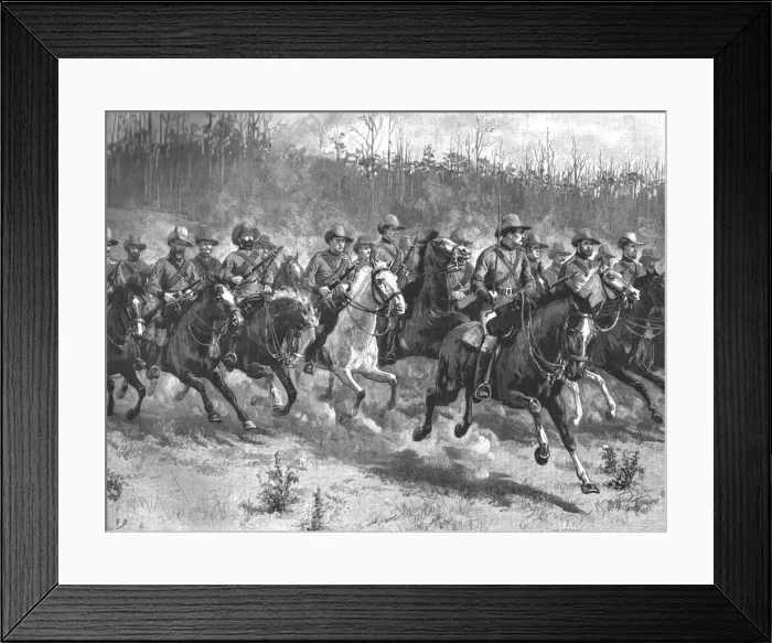 Framed Print : Our Colonial Defences--A Company of the Mounted Rifles Manoeuvring in Victoria, Australia, 1890. Creator: Unknown Framed Print : Our Colonial Defences--A Company of the Mounted Rifles Manoeuvring in Victoria, Australia, 1890. Creator: Unknown