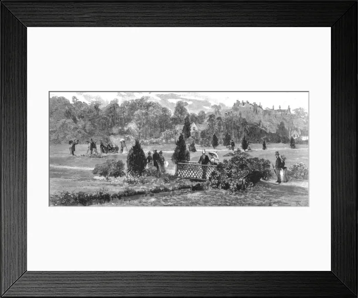 Framed Print : Visit of the Prince of Wales to Bournemouth; view in the Public Gardens, 1890. Creator: Unknown Framed Print : Visit of the Prince of Wales to Bournemouth; view in the Public Gardens, 1890. Creator: Unknown