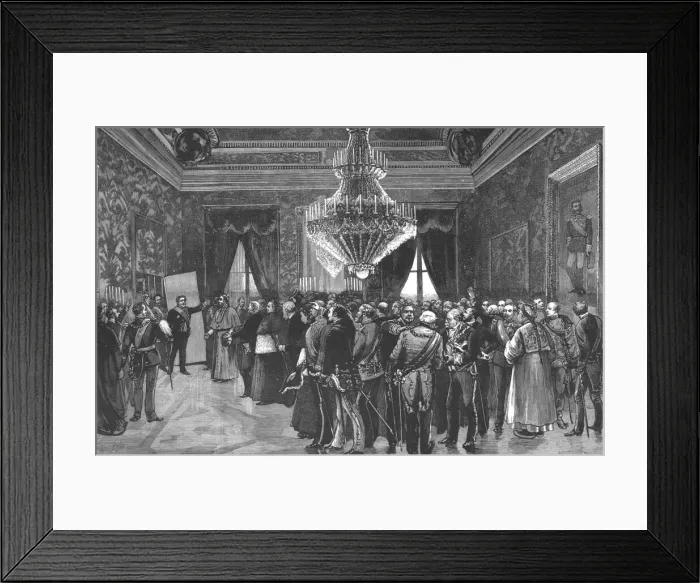 Framed Print : His Excellency the President of the Ministerial Council announcing the birth of... 1886. 1890. Creator: Unknown Framed Print : His Excellency the President of the Ministerial Council announcing the birth of... 1886. 1890. Creator: Unknown