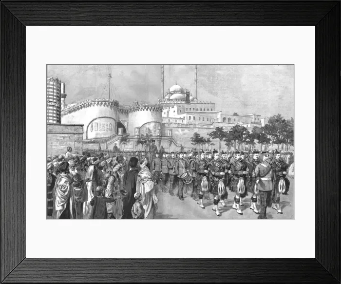 Framed Print : The Kings Own Scottish Borderers leaving the Citadel, Cairo, Egypt, en route for India, 1890. Creator: Unknown Framed Print : The Kings Own Scottish Borderers leaving the Citadel, Cairo, Egypt, en route for India, 1890. Creator: Unknown