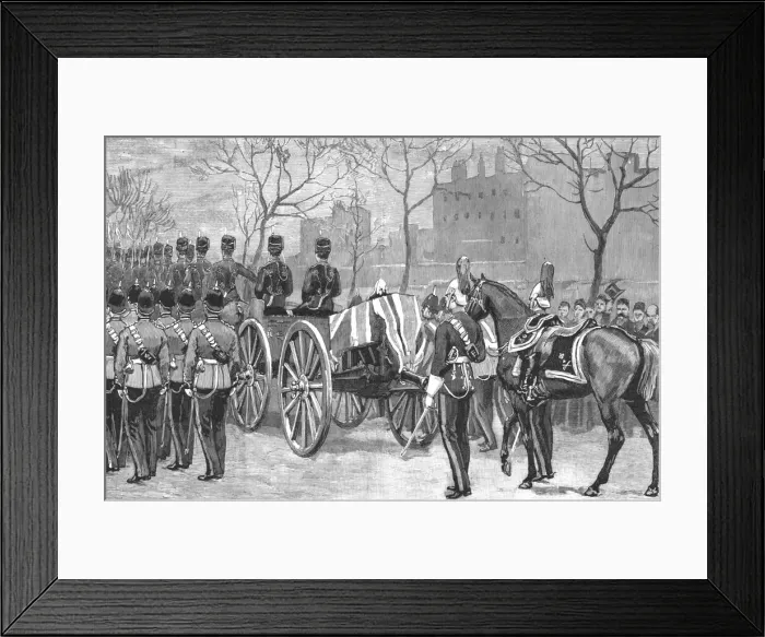 Framed Print : The Funeral of Lord Napier of Magdala; The body being removed from the Tower, escorted... 1890. Creator: Unknown Framed Print : The Funeral of Lord Napier of Magdala; The body being removed from the Tower, escorted... 1890. Creator: Unknown