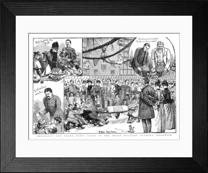 Framed Print : Childrens New Years Party given by the Royal Military Academy at Woolwich, 1890. Creator: Unknown Framed Print : Childrens New Years Party given by the Royal Military Academy at Woolwich, 1890. Creator: Unknown