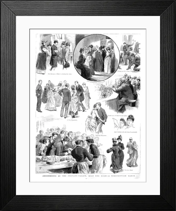 Framed Print : Amusements at the Peoples Palace, Mile End Road--A Subscription Dance, 1890. Creator: Unknown Framed Print : Amusements at the Peoples Palace, Mile End Road--A Subscription Dance, 1890. Creator: Unknown