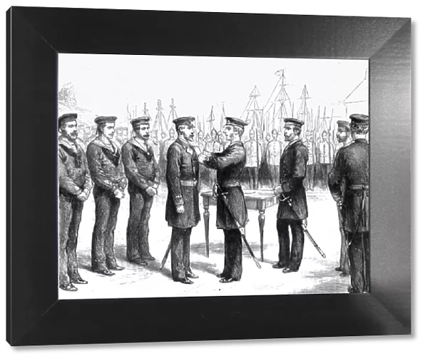 Presentation of the Albert Medal to Mr. John Barber, by Admiral Sir William Dowell... 1890. Creator: Unknown