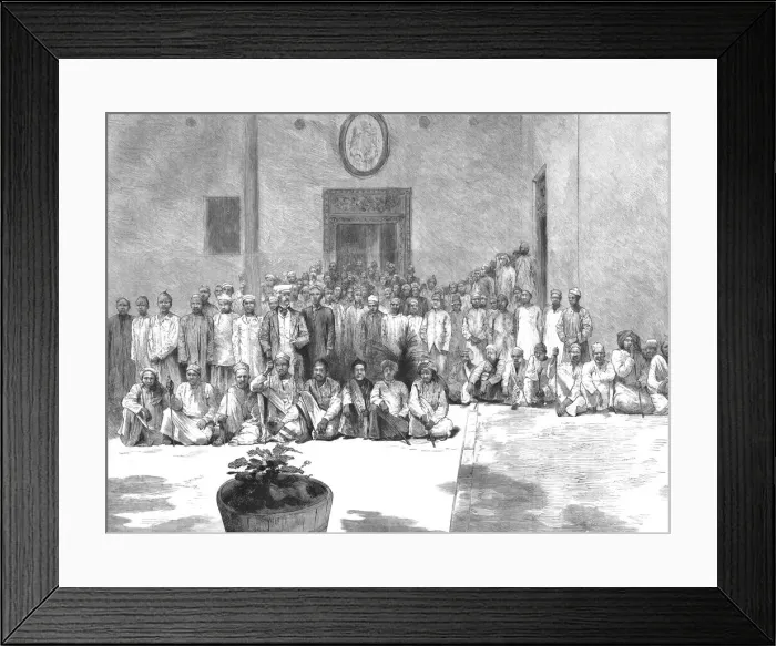 Framed Print : Mr. H. M. Stanleys return to civilisation; Mr. Stanley and his Porters at the British... 1890. Creator: Unknown Framed Print : Mr. H. M. Stanleys return to civilisation; Mr. Stanley and his Porters at the British... 1890. Creator: Unknown