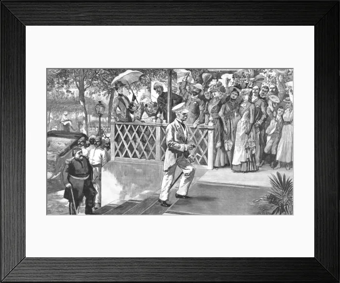 Framed Print : Mr. Stanley's Arrival at Cairo--Entering Shepheards Hotel after having visited the Khedive, 1890. Creator: Unknown Framed Print : Mr. Stanley's Arrival at Cairo--Entering Shepheards Hotel after having visited the Khedive, 1890. Creator: Unknown