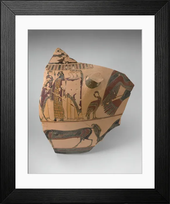 Framed Print : Fragment of a Column Krater (Mixing Bowl), 580-570 BCE. Creator: Cavalcade Painter Framed Print : Fragment of a Column Krater (Mixing Bowl), 580-570 BCE. Creator: Cavalcade Painter