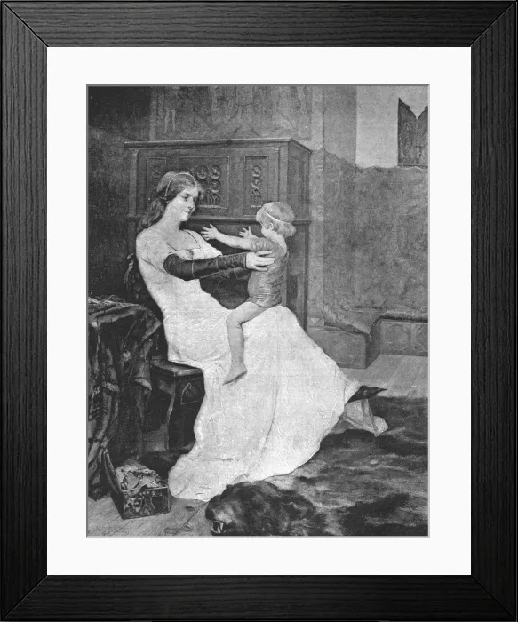 Framed Print : Ride a Cock Horse to Banbury Cross';Blanche of Namur, Queen of Sweden, and her son... 1890. Creator: Unknown Framed Print : Ride a Cock Horse to Banbury Cross';Blanche of Namur, Queen of Sweden, and her son... 1890. Creator: Unknown