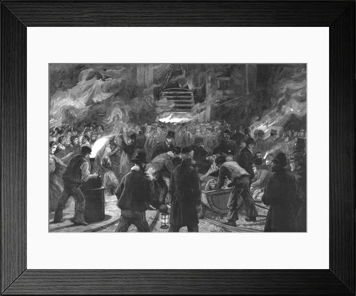 Framed Print : The Disastrous Colliery Explosion at Llanerch, Monmouthshire; The Midnight Shift waiting... 1890. Creator: Unknown Framed Print : The Disastrous Colliery Explosion at Llanerch, Monmouthshire; The Midnight Shift waiting... 1890. Creator: Unknown