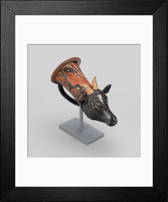 Framed Print : Rhyton (Drinking Vessel) in Shape of Sheeps Head, 320-310 BCE. Creator: Painter of Leningrad 955