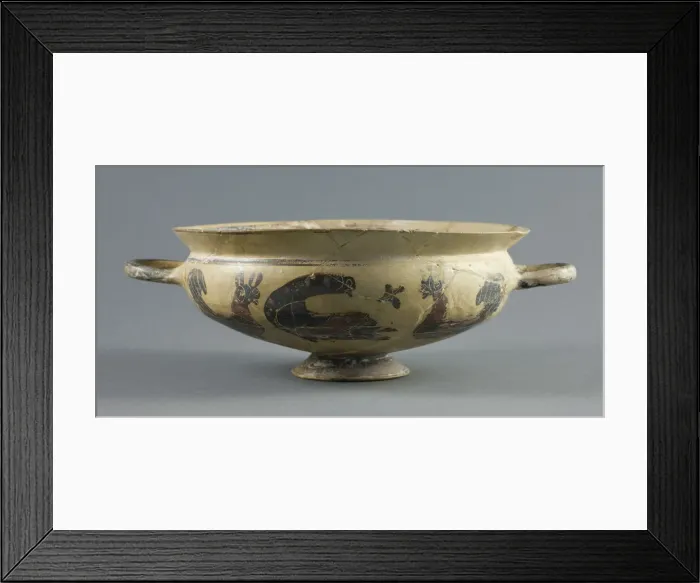 Framed Print : Kylix (Drinking Cup), 560-550 BCE. Creator: Attributed to the Workshop of the ?Bird-frieze Painter? Framed Print : Kylix (Drinking Cup), 560-550 BCE. Creator: Attributed to the Workshop of the ?Bird-frieze Painter?