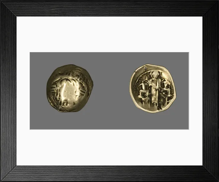 Framed Print : Hyperpyron (Coin) of Andronicus II Palaeologus and Michael IX, 1282-1328. Creator: Unknown Framed Print : Hyperpyron (Coin) of Andronicus II Palaeologus and Michael IX, 1282-1328. Creator: Unknown