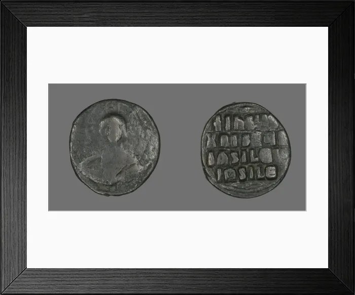 Framed Print : Anonymous Follis (Coin), 976-1028, attributed to Basil II and Constantine VIII. Creator: Unknown Framed Print : Anonymous Follis (Coin), 976-1028, attributed to Basil II and Constantine VIII. Creator: Unknown