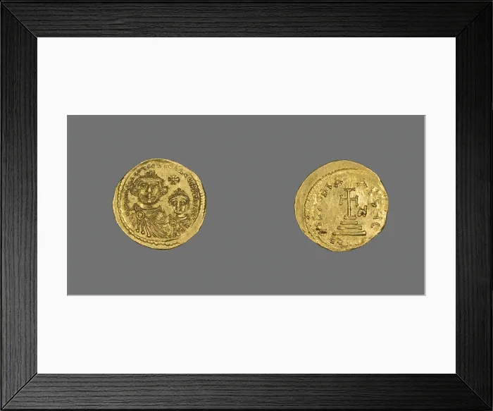 Framed Print : Solidus (Coin) Portraying Heraclius and His Son Heraclius Constantine, 613-616. Creator: Unknown Framed Print : Solidus (Coin) Portraying Heraclius and His Son Heraclius Constantine, 613-616. Creator: Unknown