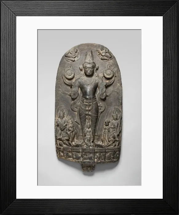Framed Print : Sun God Surya Standing in His Chariot, Pala period, 10th / 11th century. Creator: Unknown Framed Print : Sun God Surya Standing in His Chariot, Pala period, 10th / 11th century. Creator: Unknown