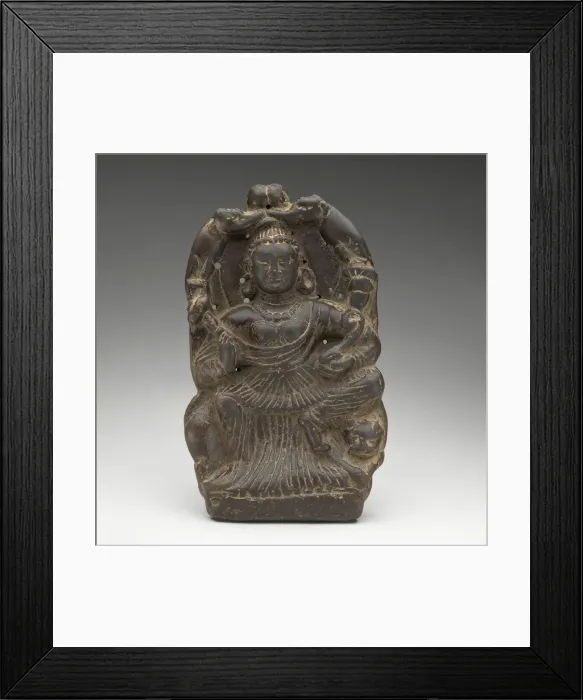 Framed Print : Goddess of Abundance Enthroned on Lion and Lustrated by Elephants, 7th / 8th century. Creator: Unknown Framed Print : Goddess of Abundance Enthroned on Lion and Lustrated by Elephants, 7th / 8th century. Creator: Unknown