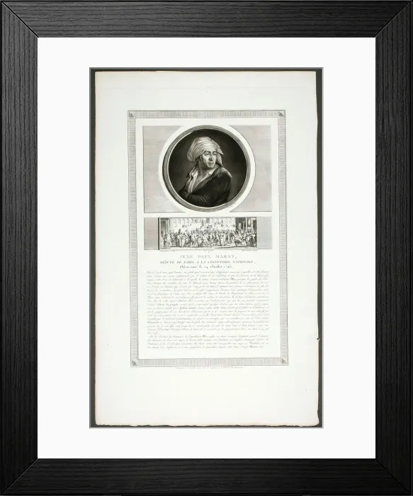 Framed Print : Jean Paul Marat, Paris Deputy to the National Convention, from Tableaux historiques d... 1798-1804. Creator: Charles Francois Gabriel Levachez Framed Print : Jean Paul Marat, Paris Deputy to the National Convention, from Tableaux historiques d... 1798-1804. Creator: Charles Francois Gabriel Levachez