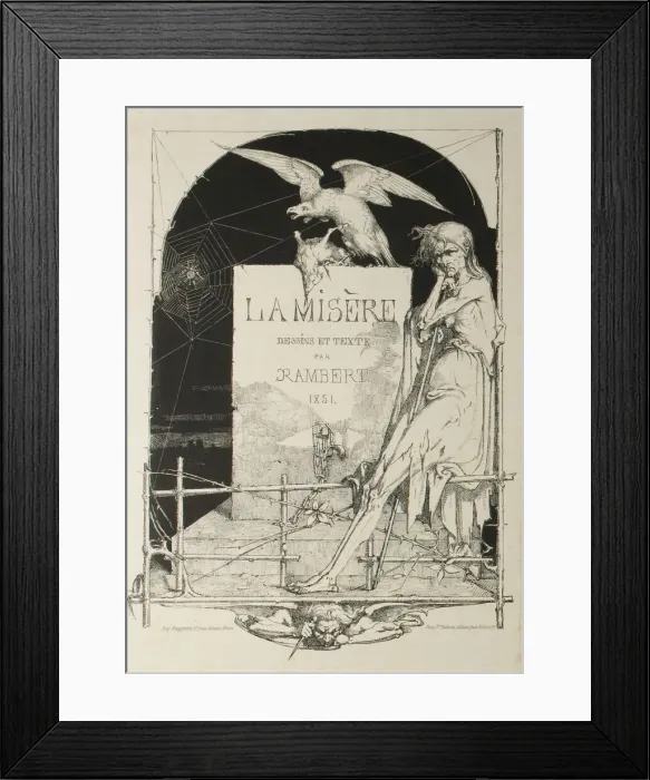 Framed Print : Title Page from Misery, 1851. Creator: Charles Rambert