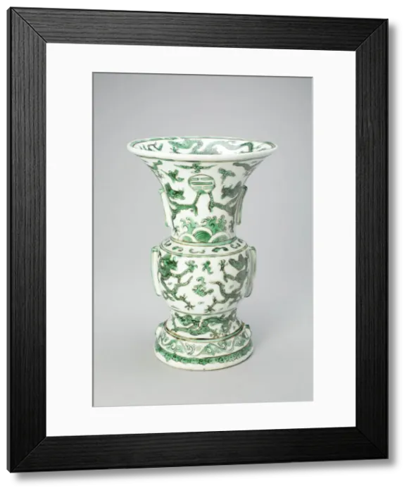 Framed Print : Vase in the Form of a Bronze Wine Vessel, with Dragons, Waves, and Trigrams... (1573-1620). Creator: Unknown Framed Print : Vase in the Form of a Bronze Wine Vessel, with Dragons, Waves, and Trigrams... (1573-1620). Creator: Unknown