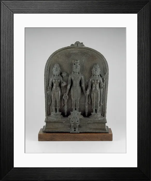 Framed Print : God Vishnu with Lakshmi and Sarasvati, Pala period, 9th / 10th century. Creator: Unknown Framed Print : God Vishnu with Lakshmi and Sarasvati, Pala period, 9th / 10th century. Creator: Unknown