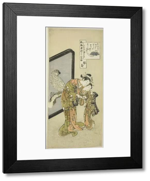 Framed Print : Parrot Komachi (Omu Komachi), from the series The Seven Fashionable Aspects of Komachi... 1751 / 64. Creator: Suzuki Harunobu Framed Print : Parrot Komachi (Omu Komachi), from the series The Seven Fashionable Aspects of Komachi... 1751 / 64. Creator: Suzuki Harunobu