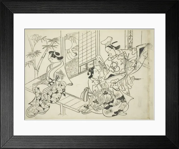 Framed Print : Narihira: The Mirror Scene (Narihira kagami no dan), from the series Famous Scenes... c. 1705 / 06. Creator: Okumura Masanobu Framed Print : Narihira: The Mirror Scene (Narihira kagami no dan), from the series Famous Scenes... c. 1705 / 06. Creator: Okumura Masanobu