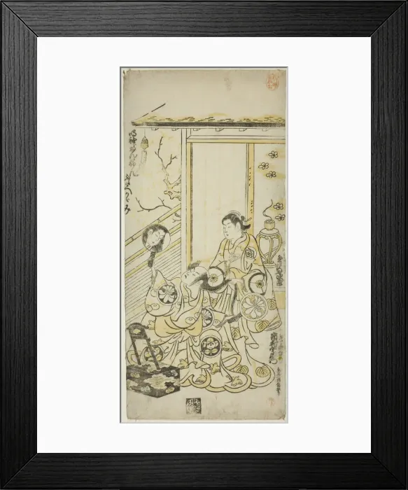 Framed Print : The Actors Tamazawa Saijiro I as Oiso no Tora and Ichimura Uzaemon VIII as Soga no Juro in... 1743. Creator: Torii Kiyomasu Framed Print : The Actors Tamazawa Saijiro I as Oiso no Tora and Ichimura Uzaemon VIII as Soga no Juro in... 1743. Creator: Torii Kiyomasu