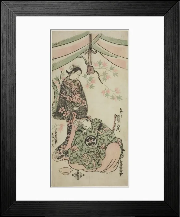 Framed Print : The Actors Arashi Koroku I as Makomo no Mae and Ichikawa Uzaemon VIII as Taira no Koremoch... 1747. Creator: Torii Kiyomasu Framed Print : The Actors Arashi Koroku I as Makomo no Mae and Ichikawa Uzaemon VIII as Taira no Koremoch... 1747. Creator: Torii Kiyomasu