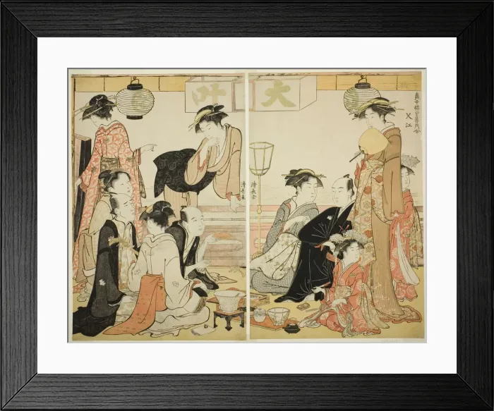 Framed Print : Entertainers of Nakazu, from the series A Collection of Contemporary Beauties of the... c. 1784. Creator: Torii Kiyonaga Framed Print : Entertainers of Nakazu, from the series A Collection of Contemporary Beauties of the... c. 1784. Creator: Torii Kiyonaga