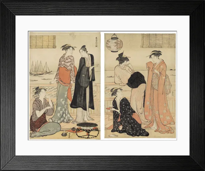 Framed Print : The Sixth Month, Enjoying the Evening Cool in a Teahouse, from the series The Twelve... About 1783. Creator: Torii Kiyonaga Framed Print : The Sixth Month, Enjoying the Evening Cool in a Teahouse, from the series The Twelve... About 1783. Creator: Torii Kiyonaga
