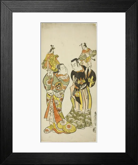 Framed Print : The Actors Yamashita Kinsaku I and Hayakawa Hatsuse as puppeteers in the play Diary Kept... 1725. Creator: Torii Kiyomasu Framed Print : The Actors Yamashita Kinsaku I and Hayakawa Hatsuse as puppeteers in the play Diary Kept... 1725. Creator: Torii Kiyomasu