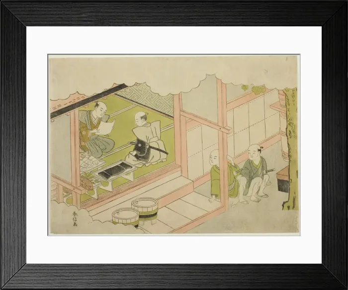 Framed Print : Exchange of Gifts (Yuino), the second sheet of the series Marriage in Brocade Prints... c. 1769. Creator: Suzuki Harunobu Framed Print : Exchange of Gifts (Yuino), the second sheet of the series Marriage in Brocade Prints... c. 1769. Creator: Suzuki Harunobu