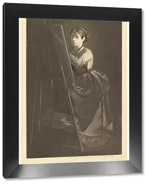 At the Easel –Portrait of the Artist Jeanne Gonzales, before 1890. Creator: Henri-Charles Guerard