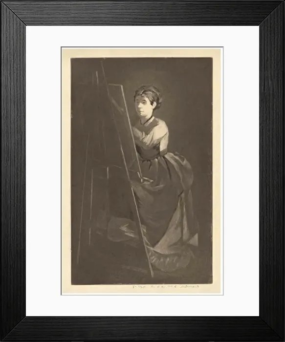Framed Print : At the Easel -Portrait of the Artist Jeanne Gonzales, before 1890. Creator: Henri-Charles Guerard Framed Print : At the Easel -Portrait of the Artist Jeanne Gonzales, before 1890. Creator: Henri-Charles Guerard
