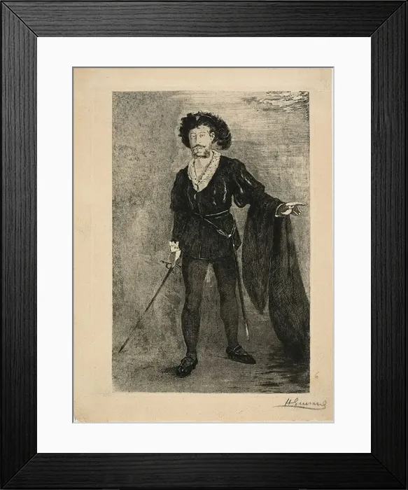 Framed Print : Faure in the Role of Hamlet, c. 1877. Creator: Henri-Charles Guerard Framed Print : Faure in the Role of Hamlet, c. 1877. Creator: Henri-Charles Guerard